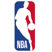 the nba logo with a basketball player